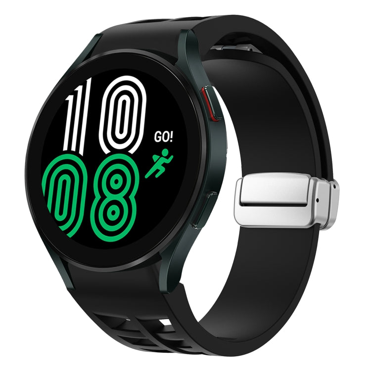 Correia de relógio em silicone com fivela prateada magnética dobrável Richard, para Samsung Galaxy Watch 6 40 / 44mm, para Samsung Galaxy Watch 5 40 / 44mm, para Samsung Galaxy Watch 4 40 / 44mm