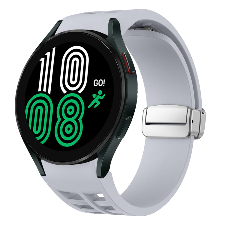 Correia de relógio em silicone com fivela prateada magnética dobrável Richard, para Samsung Galaxy Watch 6 40 / 44mm, para Samsung Galaxy Watch 5 40 / 44mm, para Samsung Galaxy Watch 4 40 / 44mm