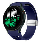 Correia de relógio em silicone com fivela prateada magnética dobrável Richard, para Samsung Galaxy Watch 6 40 / 44mm, para Samsung Galaxy Watch 5 40 / 44mm, para Samsung Galaxy Watch 4 40 / 44mm