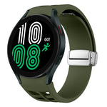 Correia de relógio em silicone com fivela prateada magnética dobrável Richard, para Samsung Galaxy Watch 6 40 / 44mm, para Samsung Galaxy Watch 5 40 / 44mm, para Samsung Galaxy Watch 4 40 / 44mm