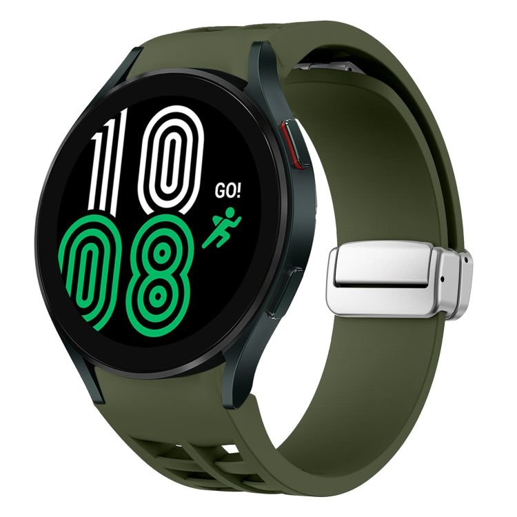 Correia de relógio em silicone com fivela prateada magnética dobrável Richard, para Samsung Galaxy Watch 6 40 / 44mm, para Samsung Galaxy Watch 5 40 / 44mm, para Samsung Galaxy Watch 4 40 / 44mm