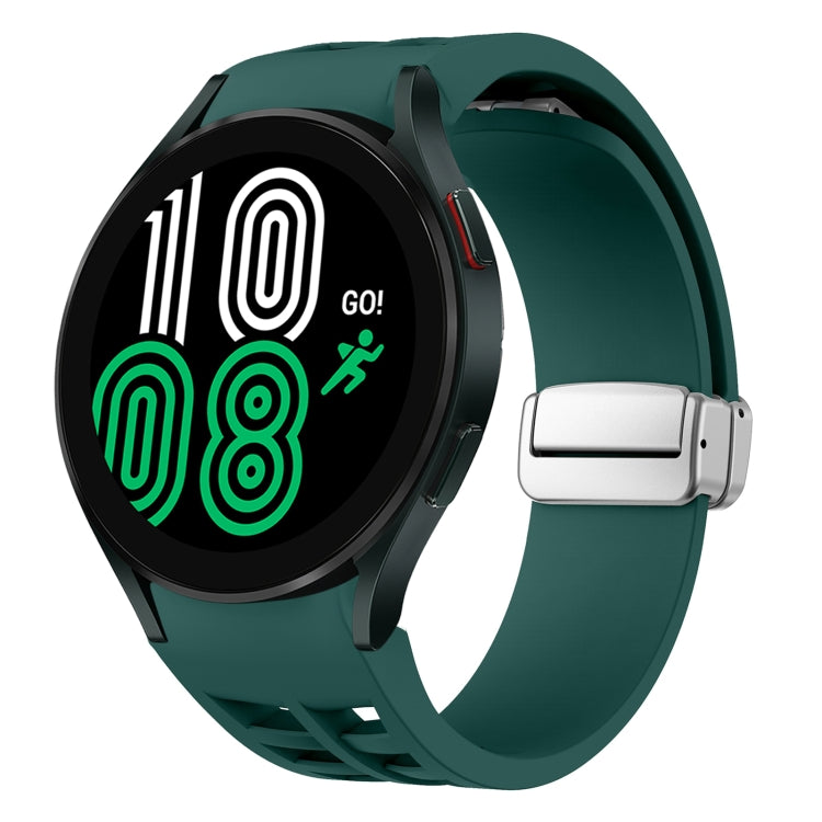 Correia de relógio em silicone com fivela prateada magnética dobrável Richard, para Samsung Galaxy Watch 6 40 / 44mm, para Samsung Galaxy Watch 5 40 / 44mm, para Samsung Galaxy Watch 4 40 / 44mm