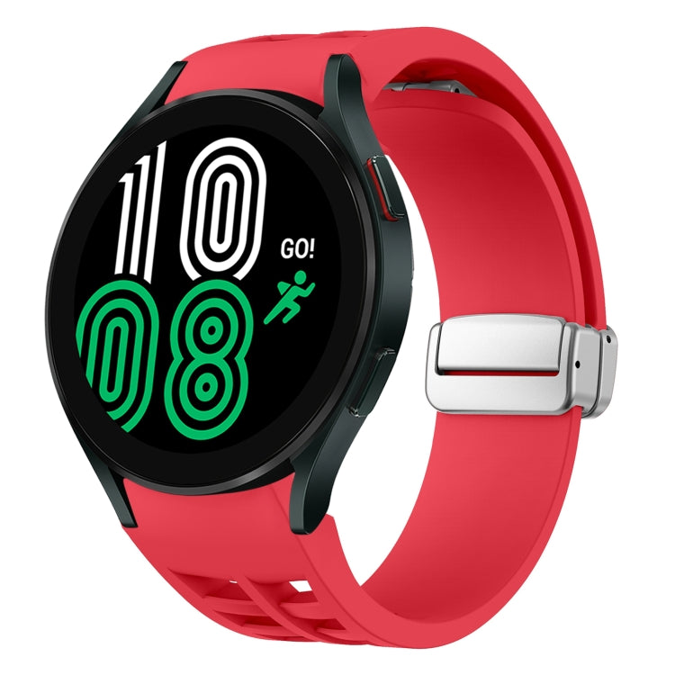 Correia de relógio em silicone com fivela prateada magnética dobrável Richard, para Samsung Galaxy Watch 6 40 / 44mm, para Samsung Galaxy Watch 5 40 / 44mm, para Samsung Galaxy Watch 4 40 / 44mm
