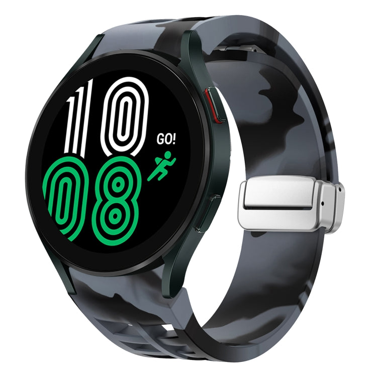 Correia de relógio em silicone com fivela prateada magnética dobrável Richard, para Samsung Galaxy Watch 6 40 / 44mm, para Samsung Galaxy Watch 5 40 / 44mm, para Samsung Galaxy Watch 4 40 / 44mm