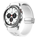 Pulseira de Relógio em Silicone com Fivela Dobradiça Magnética Prateada Richard, para Samsung Galaxy Watch 4 Classic 42 / 46mm