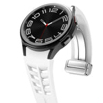 Pulseira de Relógio em Silicone com Fivela Dobradiça Magnética Prateada Richard, para Samsung Galaxy Watch 4 Classic 42 / 46mm