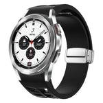 Pulseira de Relógio em Silicone com Fivela Dobradiça Magnética Prateada Richard, para Samsung Galaxy Watch 4 Classic 42 / 46mm