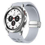 Pulseira de Relógio em Silicone com Fivela Dobradiça Magnética Prateada Richard, para Samsung Galaxy Watch 4 Classic 42 / 46mm