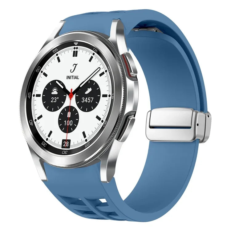 Pulseira de Relógio em Silicone com Fivela Dobradiça Magnética Prateada Richard, para Samsung Galaxy Watch 4 Classic 42 / 46mm