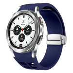 Pulseira de Relógio em Silicone com Fivela Dobradiça Magnética Prateada Richard, para Samsung Galaxy Watch 4 Classic 42 / 46mm