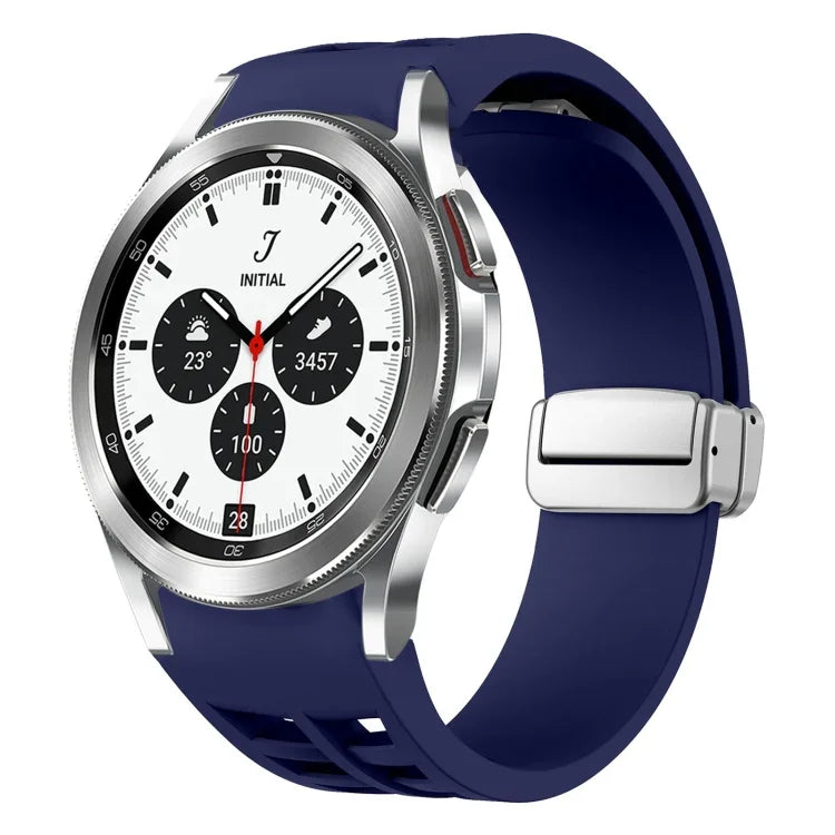 Pulseira de Relógio em Silicone com Fivela Dobradiça Magnética Prateada Richard, para Samsung Galaxy Watch 4 Classic 42 / 46mm