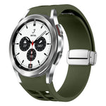 Pulseira de Relógio em Silicone com Fivela Dobradiça Magnética Prateada Richard, para Samsung Galaxy Watch 4 Classic 42 / 46mm