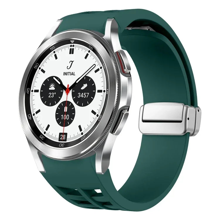 Pulseira de Relógio em Silicone com Fivela Dobradiça Magnética Prateada Richard, para Samsung Galaxy Watch 4 Classic 42 / 46mm