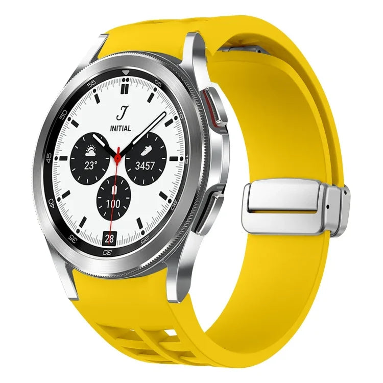 Pulseira de Relógio em Silicone com Fivela Dobradiça Magnética Prateada Richard, para Samsung Galaxy Watch 4 Classic 42 / 46mm