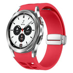 Pulseira de Relógio em Silicone com Fivela Dobradiça Magnética Prateada Richard, para Samsung Galaxy Watch 4 Classic 42 / 46mm