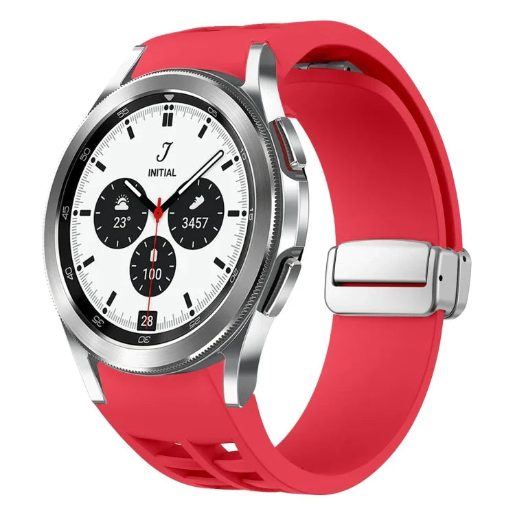 Pulseira de Relógio em Silicone com Fivela Dobradiça Magnética Prateada Richard, para Samsung Galaxy Watch 4 Classic 42 / 46mm