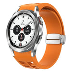 Pulseira de Relógio em Silicone com Fivela Dobradiça Magnética Prateada Richard, para Samsung Galaxy Watch 4 Classic 42 / 46mm