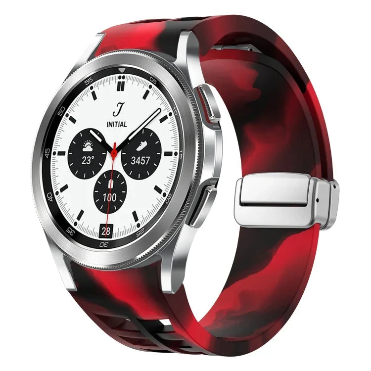 Pulseira de Relógio em Silicone com Fivela Dobradiça Magnética Prateada Richard, para Samsung Galaxy Watch 4 Classic 42 / 46mm