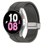 Magnetic Folding Silver Buckle Silicone Watch Band, For Samsung Galaxy Watch FE 40mm, For Samsung Galaxy Watch7 40 / 44mm