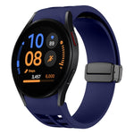 Correia de relógio em silicone com fivela preta magnética dobrável Richard, para Samsung Galaxy Watch FE 40mm, para Samsung Galaxy Watch 7 40 / 44mm, para Samsung Galaxy Watch 6 Classic 43 / 47mm