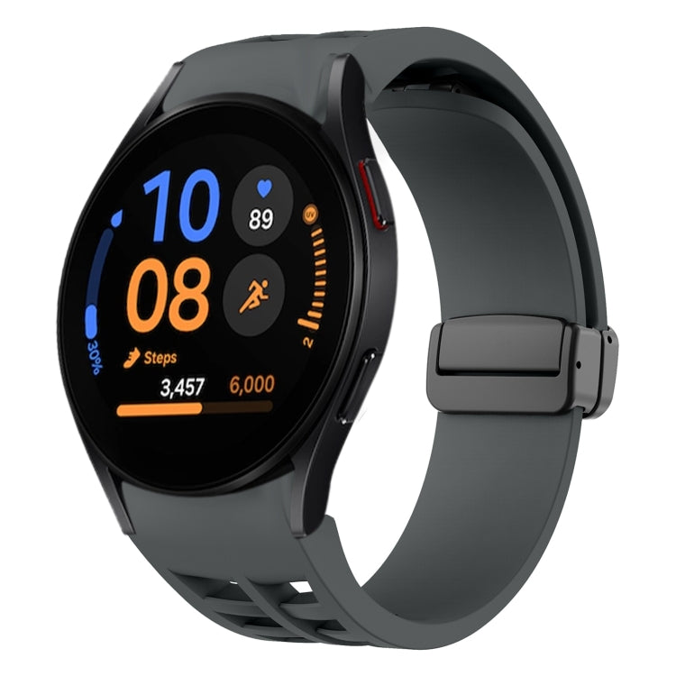 Correia de relógio em silicone com fivela preta magnética dobrável Richard, para Samsung Galaxy Watch FE 40mm, para Samsung Galaxy Watch 7 40 / 44mm, para Samsung Galaxy Watch 6 Classic 43 / 47mm