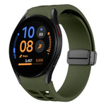 Correia de relógio em silicone com fivela preta magnética dobrável Richard, para Samsung Galaxy Watch FE 40mm, para Samsung Galaxy Watch 7 40 / 44mm, para Samsung Galaxy Watch 6 Classic 43 / 47mm