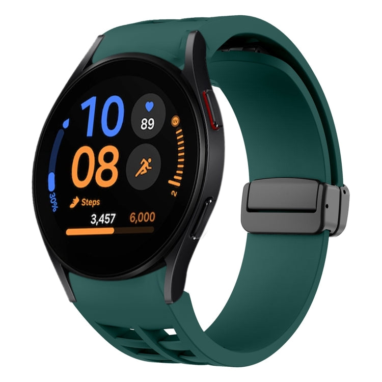 Correia de relógio em silicone com fivela preta magnética dobrável Richard, para Samsung Galaxy Watch FE 40mm, para Samsung Galaxy Watch 7 40 / 44mm, para Samsung Galaxy Watch 6 Classic 43 / 47mm