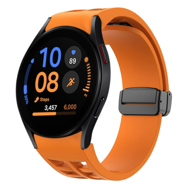 Correia de relógio em silicone com fivela preta magnética dobrável Richard, para Samsung Galaxy Watch FE 40mm, para Samsung Galaxy Watch 7 40 / 44mm, para Samsung Galaxy Watch 6 Classic 43 / 47mm