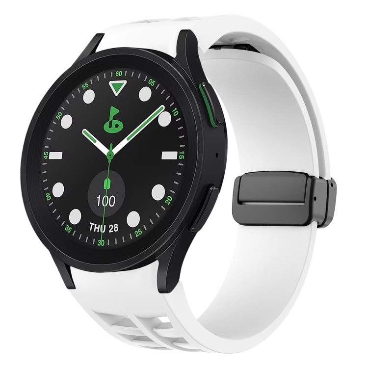 Correia de relógio em silicone com fivela preta magnética dobrável Richard, para Samsung Galaxy Watch 6 40 / 44mm, para Samsung Galaxy Watch 5 Pro Edição Golfe, para Samsung Galaxy Watch 5 Edição Golfe