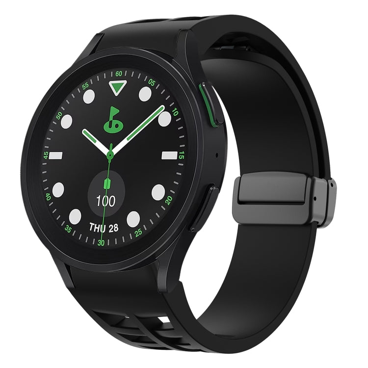 Correia de relógio em silicone com fivela preta magnética dobrável Richard, para Samsung Galaxy Watch 6 40 / 44mm, para Samsung Galaxy Watch 5 Pro Edição Golfe, para Samsung Galaxy Watch 5 Edição Golfe