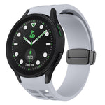 Correia de relógio em silicone com fivela preta magnética dobrável Richard, para Samsung Galaxy Watch 6 40 / 44mm, para Samsung Galaxy Watch 5 Pro Edição Golfe, para Samsung Galaxy Watch 5 Edição Golfe