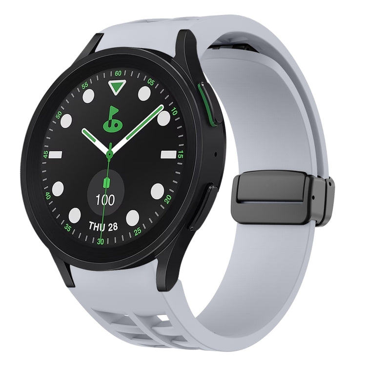 Correia de relógio em silicone com fivela preta magnética dobrável Richard, para Samsung Galaxy Watch 6 40 / 44mm, para Samsung Galaxy Watch 5 Pro Edição Golfe, para Samsung Galaxy Watch 5 Edição Golfe