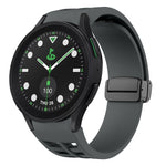 Correia de relógio em silicone com fivela preta magnética dobrável Richard, para Samsung Galaxy Watch 6 40 / 44mm, para Samsung Galaxy Watch 5 Pro Edição Golfe, para Samsung Galaxy Watch 5 Edição Golfe
