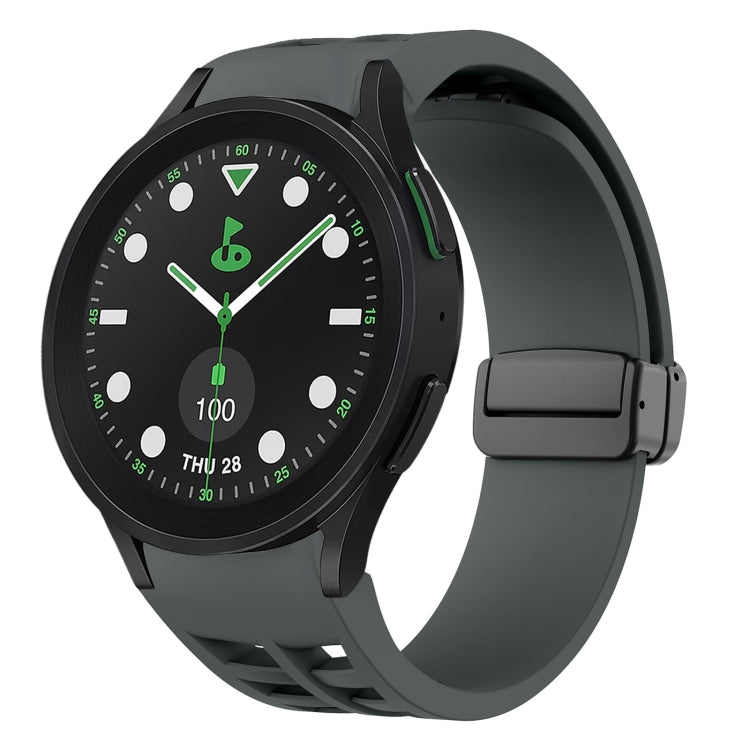Correia de relógio em silicone com fivela preta magnética dobrável Richard, para Samsung Galaxy Watch 6 40 / 44mm, para Samsung Galaxy Watch 5 Pro Edição Golfe, para Samsung Galaxy Watch 5 Edição Golfe