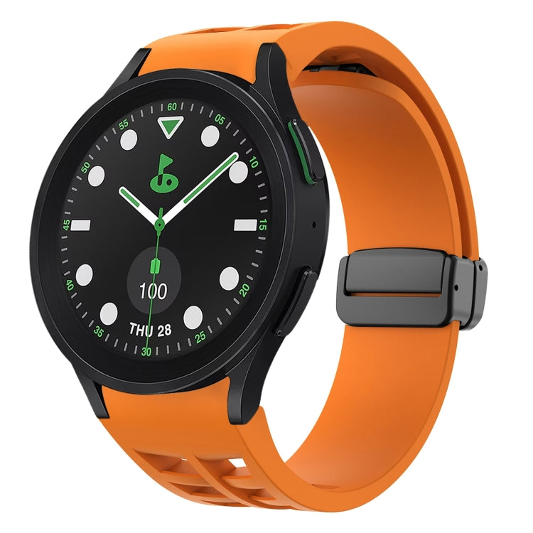Correia de relógio em silicone com fivela preta magnética dobrável Richard, para Samsung Galaxy Watch 6 40 / 44mm, para Samsung Galaxy Watch 5 Pro Edição Golfe, para Samsung Galaxy Watch 5 Edição Golfe