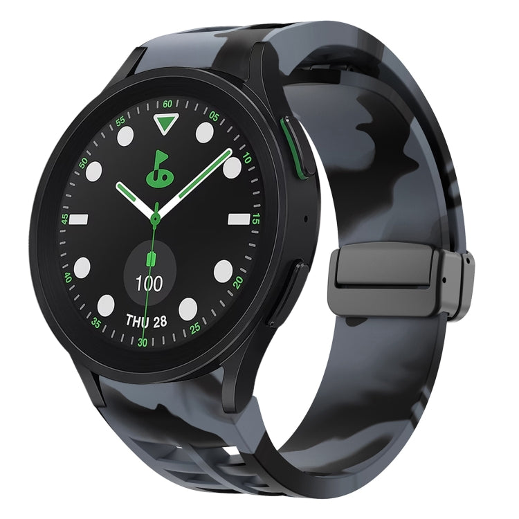 Correia de relógio em silicone com fivela preta magnética dobrável Richard, para Samsung Galaxy Watch 6 40 / 44mm, para Samsung Galaxy Watch 5 Pro Edição Golfe, para Samsung Galaxy Watch 5 Edição Golfe