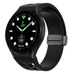 Correia de relógio em silicone com fivela preta magnética dobrável Richard, para Samsung Galaxy Watch 6 40 / 44mm, para Samsung Galaxy Watch 5 Pro Edição Golfe, para Samsung Galaxy Watch 5 Edição Golfe