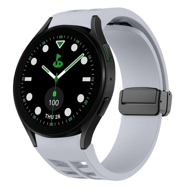 Correia de relógio em silicone com fivela preta magnética dobrável Richard, para Samsung Galaxy Watch 6 40 / 44mm, para Samsung Galaxy Watch 5 Pro Edição Golfe, para Samsung Galaxy Watch 5 Edição Golfe