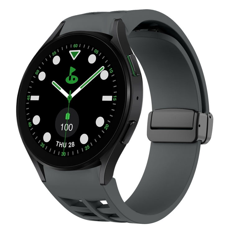 Correia de relógio em silicone com fivela preta magnética dobrável Richard, para Samsung Galaxy Watch 6 40 / 44mm, para Samsung Galaxy Watch 5 Pro Edição Golfe, para Samsung Galaxy Watch 5 Edição Golfe