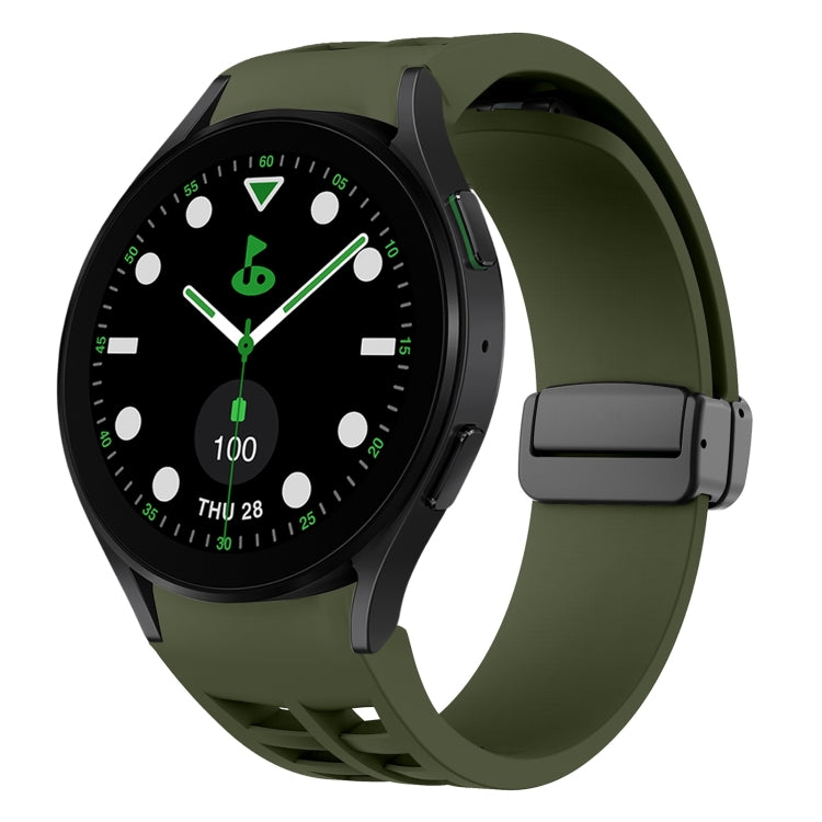 Correia de relógio em silicone com fivela preta magnética dobrável Richard, para Samsung Galaxy Watch 6 40 / 44mm, para Samsung Galaxy Watch 5 Pro Edição Golfe, para Samsung Galaxy Watch 5 Edição Golfe