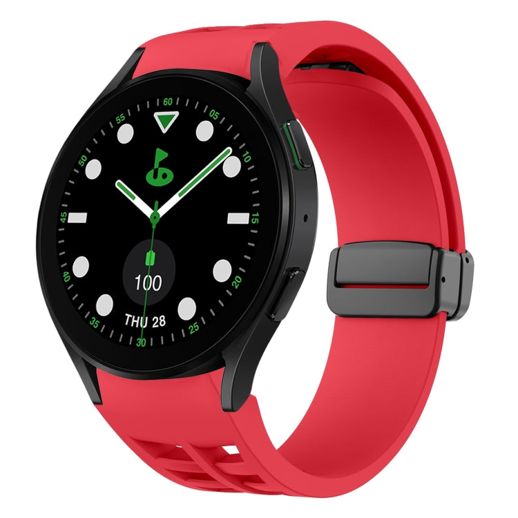 Correia de relógio em silicone com fivela preta magnética dobrável Richard, para Samsung Galaxy Watch 6 40 / 44mm, para Samsung Galaxy Watch 5 Pro Edição Golfe, para Samsung Galaxy Watch 5 Edição Golfe