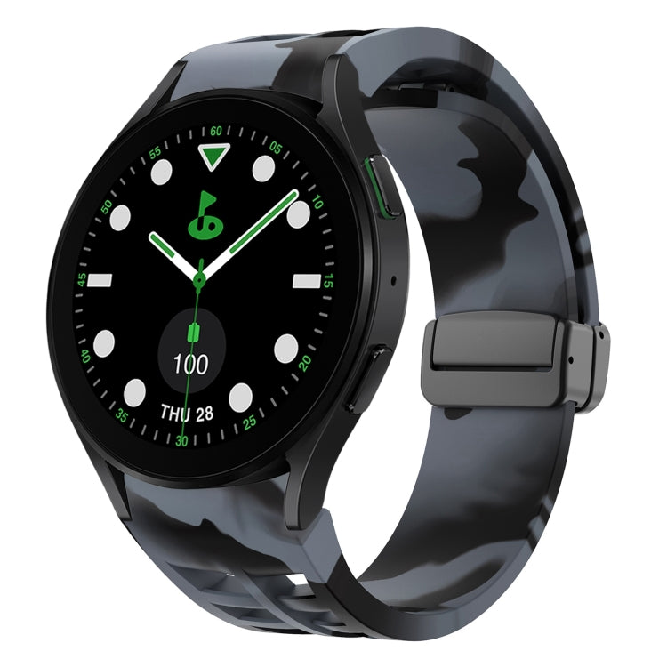Correia de relógio em silicone com fivela preta magnética dobrável Richard, para Samsung Galaxy Watch 6 40 / 44mm, para Samsung Galaxy Watch 5 Pro Edição Golfe, para Samsung Galaxy Watch 5 Edição Golfe