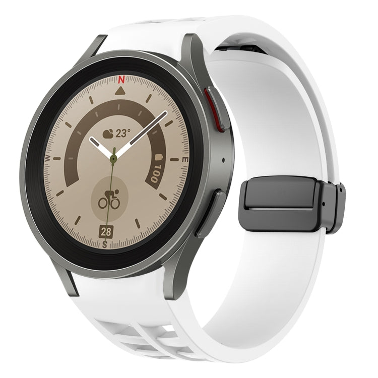 Correia de relógio em silicone com fivela preta magnética dobrável Richard, para Samsung Galaxy Watch 5 40 / 44mm, para Samsung Galaxy Watch 5 Pro 45mm, para Samsung Galaxy Watch 4 40 / 44mm