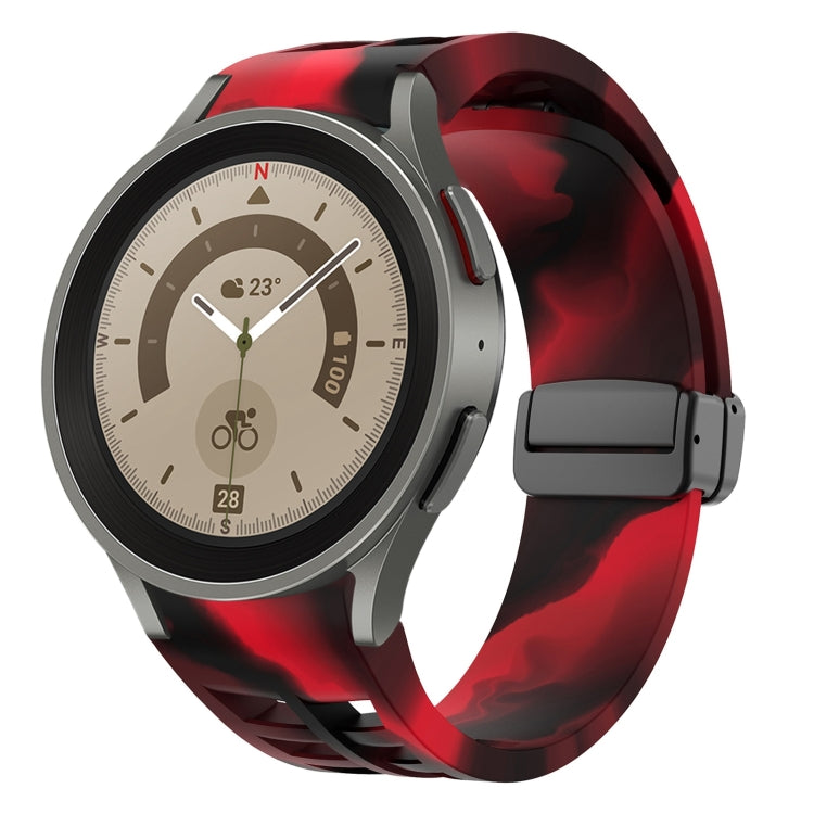 Correia de relógio em silicone com fivela preta magnética dobrável Richard, para Samsung Galaxy Watch 5 40 / 44mm, para Samsung Galaxy Watch 5 Pro 45mm, para Samsung Galaxy Watch 4 40 / 44mm