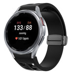 Correia de relógio em silicone com fivela preta magnética dobrável Richard, para Samsung Galaxy Watch FE 40mm, para Samsung Galaxy Watch 7 40 / 44mm, para Samsung Galaxy Watch 6 Classic 43 / 47mm