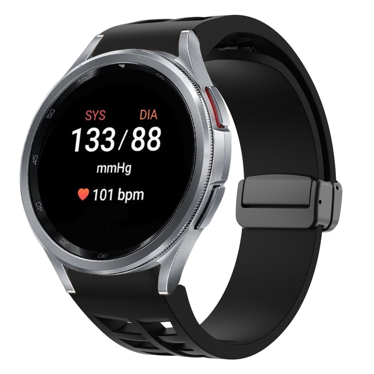 Correia de relógio em silicone com fivela preta magnética dobrável Richard, para Samsung Galaxy Watch FE 40mm, para Samsung Galaxy Watch 7 40 / 44mm, para Samsung Galaxy Watch 6 Classic 43 / 47mm