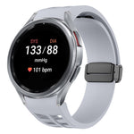 Correia de relógio em silicone com fivela preta magnética dobrável Richard, para Samsung Galaxy Watch FE 40mm, para Samsung Galaxy Watch 7 40 / 44mm, para Samsung Galaxy Watch 6 Classic 43 / 47mm