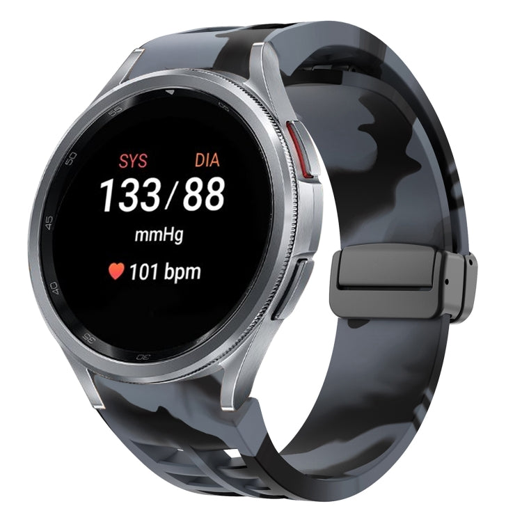 Correia de relógio em silicone com fivela preta magnética dobrável Richard, para Samsung Galaxy Watch FE 40mm, para Samsung Galaxy Watch 7 40 / 44mm, para Samsung Galaxy Watch 6 Classic 43 / 47mm