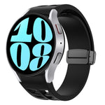 Correia de relógio em silicone com fivela preta magnética dobrável Richard, para Samsung Galaxy Watch 6 40 / 44mm, para Samsung Galaxy Watch 5 Pro Edição Golfe, para Samsung Galaxy Watch 5 Edição Golfe