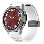 Correia de relógio em silicone com fivela preta magnética dobrável Richard, para Samsung Galaxy Watch FE 40mm, para Samsung Galaxy Watch 7 40 / 44mm, para Samsung Galaxy Watch 6 Classic 43 / 47mm